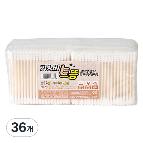 가성비 으뜸 절약형 멀티 멸균 종이 면봉, 100개입, 36개