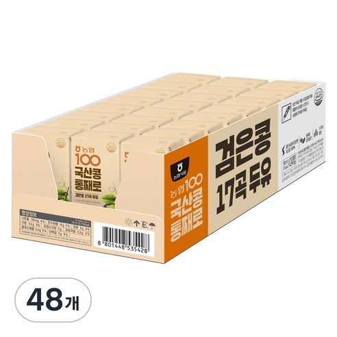 농협100 농협식품 국산콩 통째로 검은콩 17곡두유, 48개, 190ml