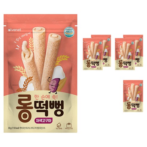 아이배냇 유아용 롱떡뻥 씰과자 30g, 자색고구마맛, 4개