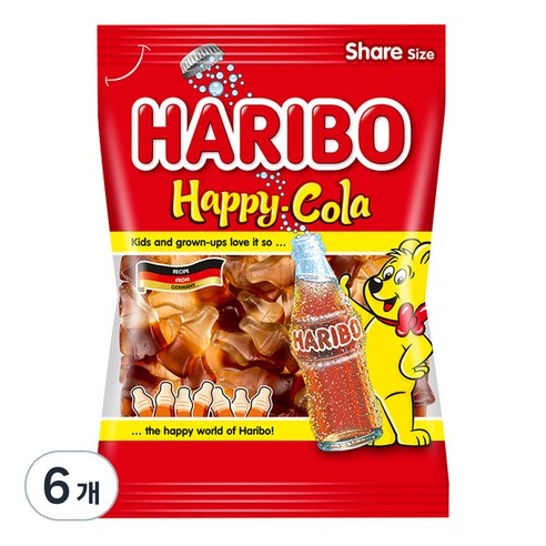 하리보 해피콜라향 젤리, 200g, 6개