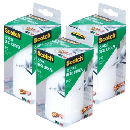 스카치 매직 셀로판 테이프 세이빙팩 810R-6 18mm X 32m, 18개