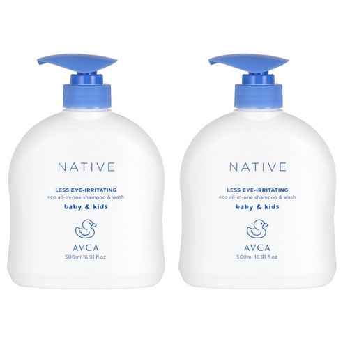 아브카 네이티브 베이비 눈시림 적은 에코 올인원 샴푸 앤 워시, 500ml, 2개