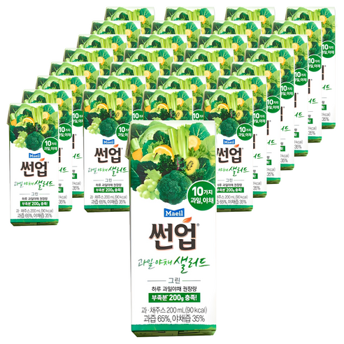 썬업 과일야채샐러드 그린 음료, 200ml, 72개