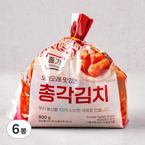 종가 총각김치, 900g, 6봉