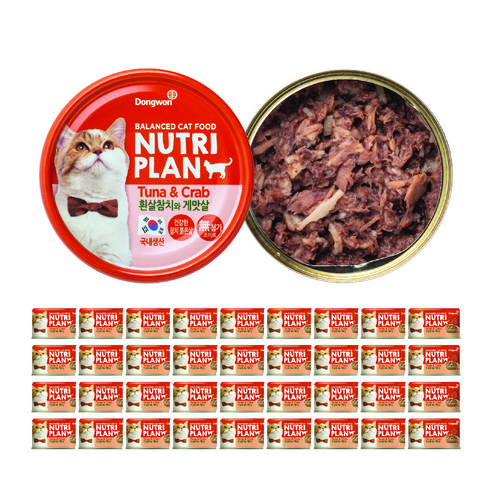 동원뉴트리플랜 고양이 간식 습식캔, 혼합맛(흰살참치/게맛살), 160g, 36개