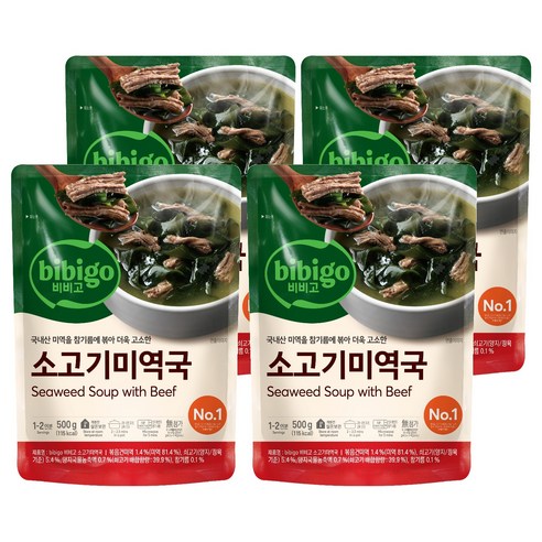 비비고 소고기 미역국, 500g, 4개