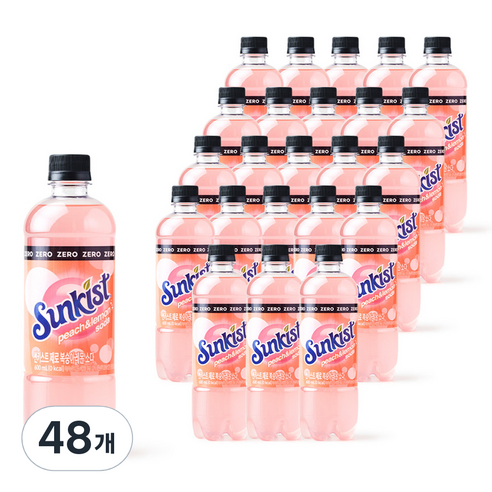 썬키스트 제로 복숭아레몬 소다, 600ml, 48개