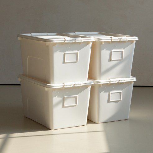 리빙숲 온도 리빙박스, 클레이화이트, 72L, 4개