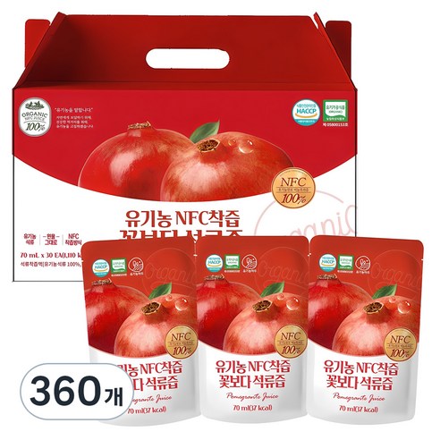 유기농마루 유기농 NFC 착즙 꽃보다 석류즙, 70ml, 360개