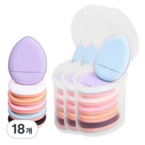 떼루와 초밀착 미니 물방울 에어 쿠션 퍼프 6p + 케이스, 18개, 랜덤발송