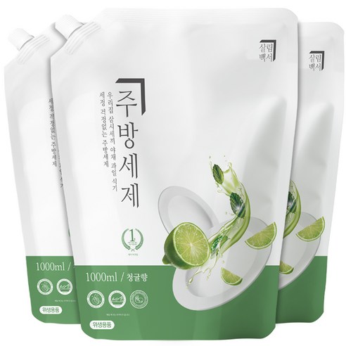 살림백서 주방세제 청귤향 1000ml 리필, 3개