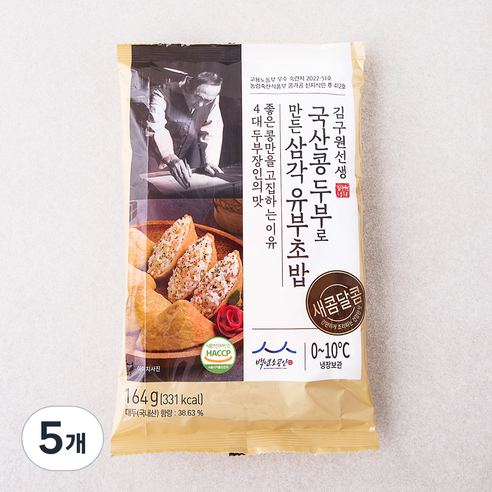 김구원선생 국산콩 두부로 만든 삼각 유부초밥, 164g, 5개