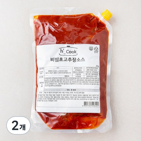 에이치쿡 비빔 초고추장 소스, 2kg, 2개