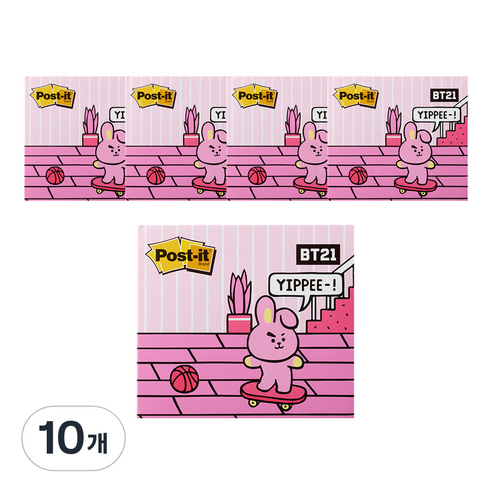 포스트잇 강한점착용 커버노트 BT21, COOKY, 10개