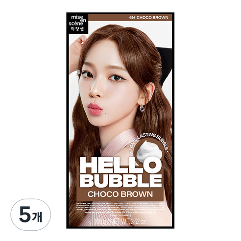 미쟝센 뉴 헬로버블 6N 염모제, 초코브라운, 5개