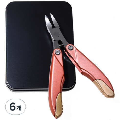 플라카 손톱깍이 발톱 접이식 니퍼 큐티클 커터 페디큐어 핸드 풋 케어 도구, ROSE GOLD, 6개