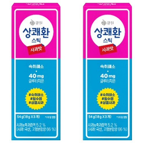 큐원 상쾌환 스틱 사과맛 3p, 54g, 2개