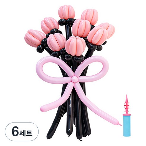 인블룸 DIY 풍선 꽃다발 만들기 세트, 블랙핑크, 6세트