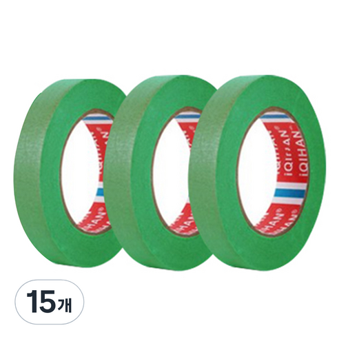 다다 칼라 마스킹 종이테이프 20mm x 15m, 그린, 15개
