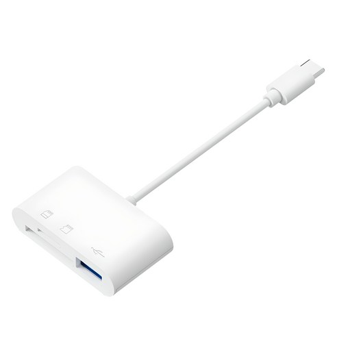 아이엠듀 C타입 3 in 1 USB TF SD카드 리더기, 화이트, 1개
