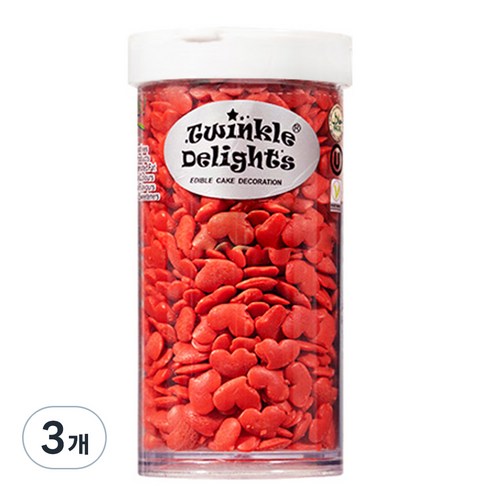 퀄리티스프링클 레드 빅 하트 스프링클, 70g, 3개