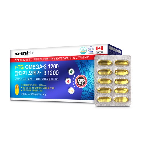 내츄럴플러스 알티지 오메가3 1200 180캡슐, 234.216g, 1개