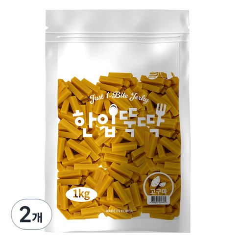 한입뚝딱 강아지 대용량 져키 간식, 고구마맛, 1kg, 2개