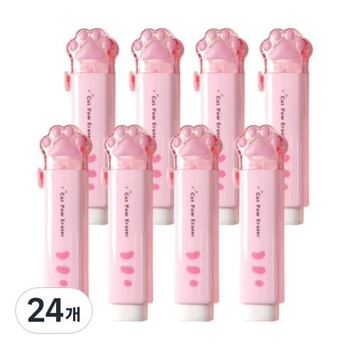 투영디자인 냥이 슬라이드 지우개, 핑크, 24개