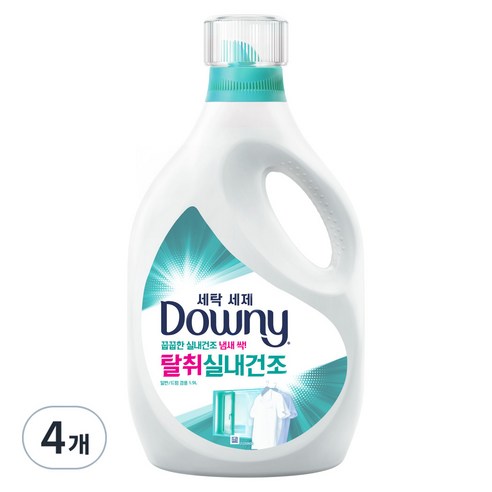 다우니 프리미엄 세탁세제 탈취 실내건조 액상세제 본품, 1.9L, 4개