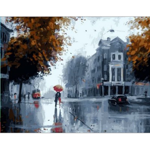 명화 팝 아트 유화 페인팅 DIY 어른 그림 그리기 캔버스 액자 대형, 24비오는날데이트, 1개