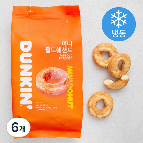 던킨도너츠 미니 올드훼션드 도넛츠 (냉동), 36g, 10개입, 6개