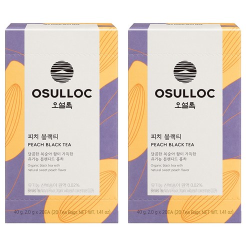 오설록 피치 블랙티 티백, 2g, 2개, 20개입