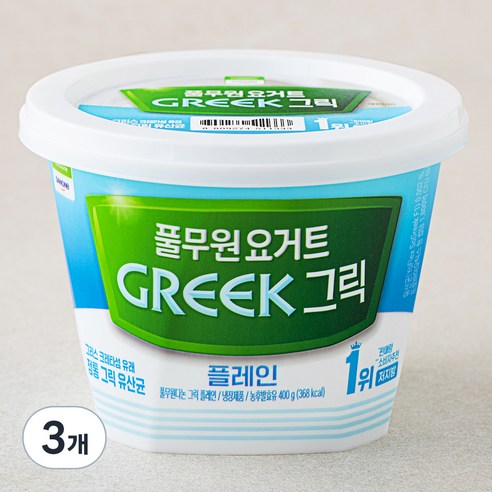 풀무원다논 그릭 플레인, 400g, 1개입, 3개