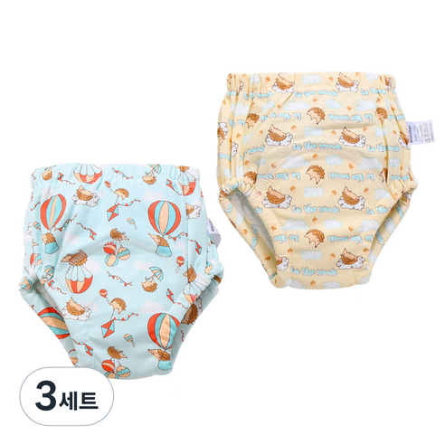 베베니즈 유아용 큐트패턴 배변훈련 팬티 2종 세트, 고슴도치, 3세트