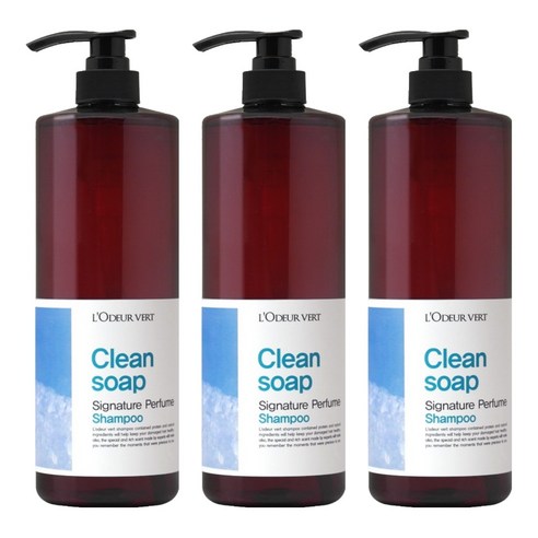 로더베르 시그니처 퍼퓸 샴푸 클린솝 비누향, 1000ml, 3개