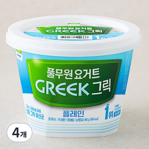 풀무원다논 그릭 플레인, 400g, 1개입, 4개