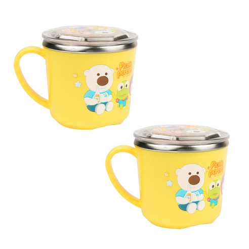 릴팡 아동용 뽀로로 논슬립 스텐컵 255ml + 뚜껑 세트, 혼합색상, 2세트