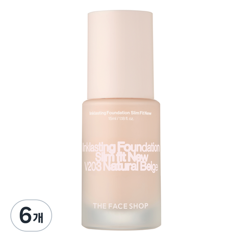 더페이스샵 잉크래스팅 파운데이션 슬림핏 뉴 15ml, V203 내추럴 베이지, 6개