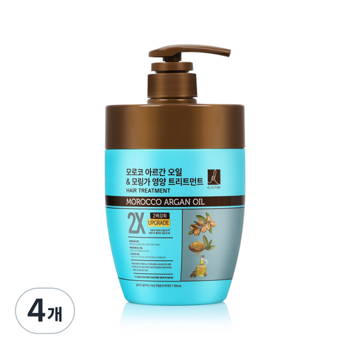 엘라스틴 모로코 아르간 오일 & 모링가 영양 2X 트리트먼트, 700ml, 4개