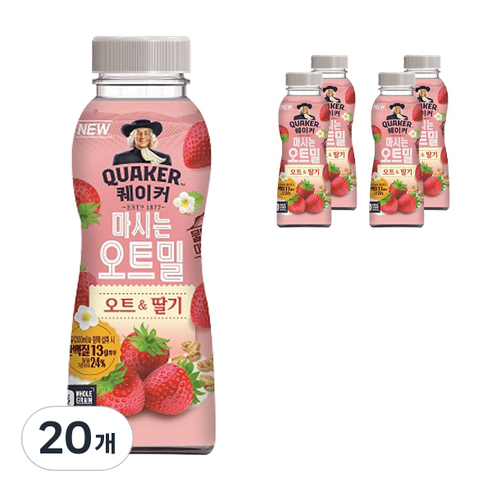 퀘이커 마시는 오트밀 봄 딸기, 50g, 20개