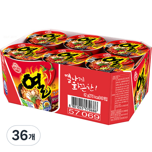 오뚜기 열라면 컵 62g, 36개