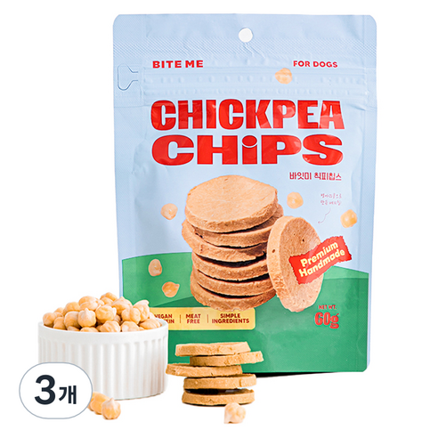 바잇미 강아지 병아리콩 베지칩 칙피칩스, 60g, 3개, 고소한 맛