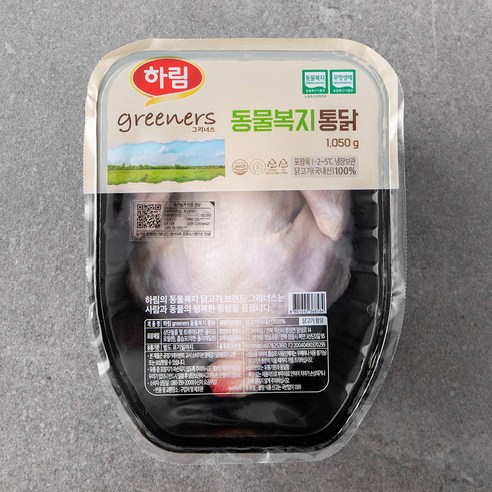 동물복지 인증 하림 greeners 통닭 백숙용 (냉장), 1050g, 1팩