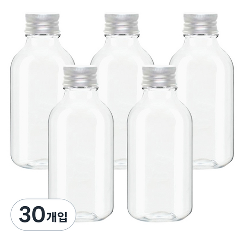 병도매닷컴 ARB200 투명 음료용기 알루미늄 실버캡, 200ml, 30개입