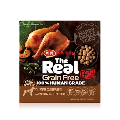 하림펫푸드 더리얼 그레인프리 오븐베이크드 시니어 강아지사료, 닭, 1kg, 1개