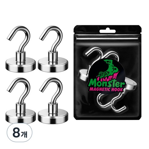 몬스터 초강력 네오디뮴 후크형 자석고리 25mm, 8개