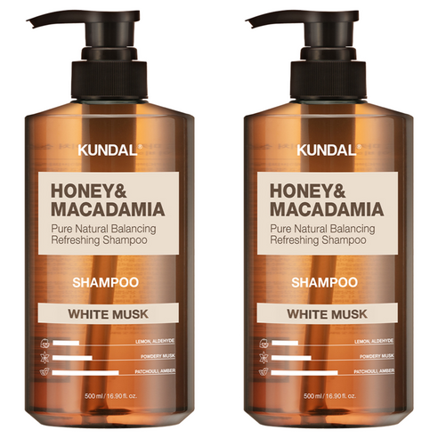 쿤달 허니 앤 마카다미아 네이처 샴푸 화이트머스크향, 500ml, 2개