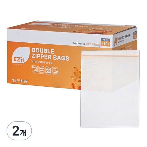 EZn이지엔 더블지퍼백 냉장 냉동 겸용, 대(L), 210개입, 2개