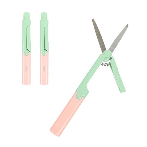 델리 마카롱 휴대용 안전캡 미니 가위 6076, 민트핑크, 3개