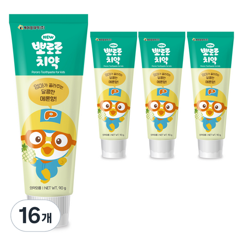뉴 어린이 치약 뽀로로 메론향 90g, 16개 어린이불소 뉴 어린이 치약 뽀로로 메론향 90g, 16개 어린이불소